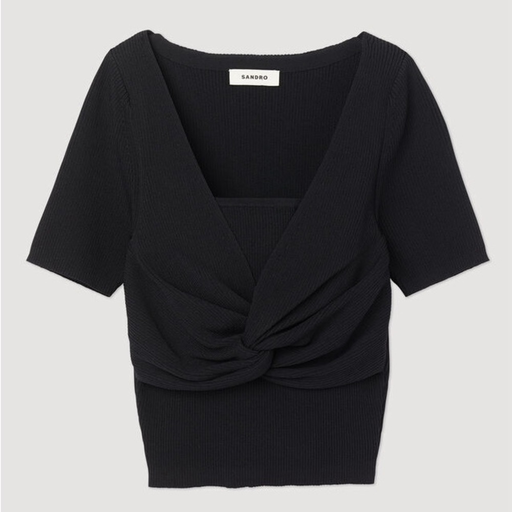 SANDRO Tied Cropped Sweater